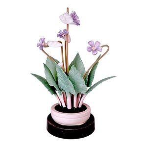 Meiji Period Japanese Okimono Botanical Sculpture Carved violet (sumire) c. 1800